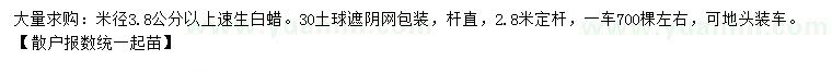 求購米徑3.8公分以上速生白蠟