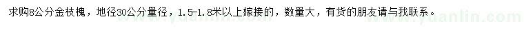 求購30公分量8公分金枝槐