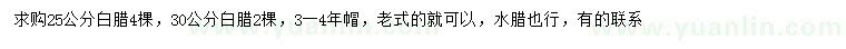 求購25、30公分白蠟