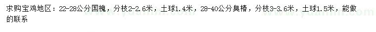 求購22-28公分國槐、28-40公分臭椿