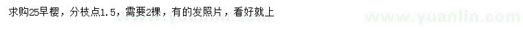 求購25公分早櫻