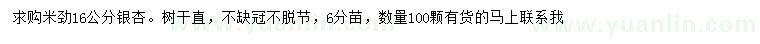 求購米徑16公分銀杏