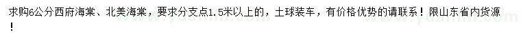 求購6公分西府海棠、北美海棠