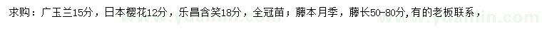 求購(gòu)廣玉蘭、日本櫻花、樂(lè)昌含笑等