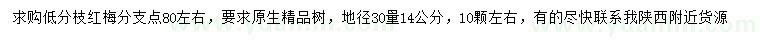 求購地徑30量14公分紅梅