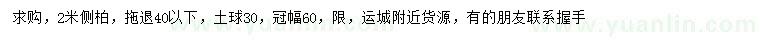求購2米側(cè)柏