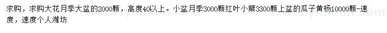 求購大花月季、紅葉小檗、瓜子黃楊