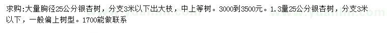 求購(gòu)25公分銀杏