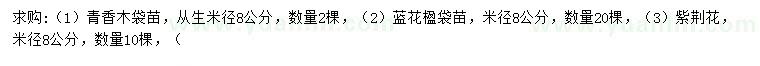 求購青香木、藍花楹、紫荊花