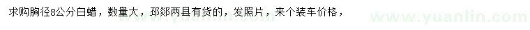 求購胸徑8公分白蠟