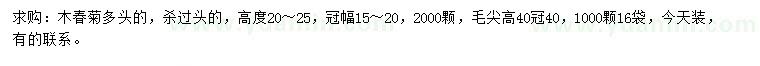 求購冠幅15-20公分木春菊