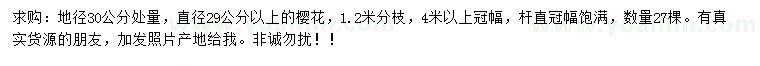 求購(gòu)30公分處量29公分以上櫻花