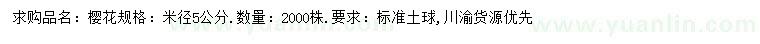 求購米徑5公分櫻花 