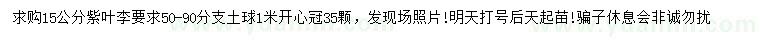 求購(gòu)15公分紫葉李