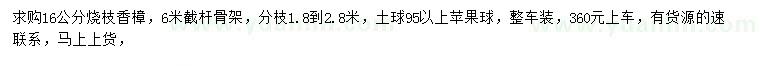 求購16公分香樟