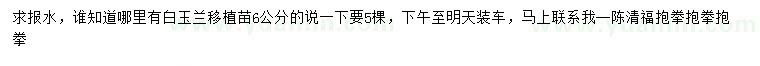 求購6公分白玉蘭