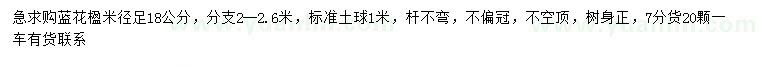 求購(gòu)米徑18公分藍(lán)花楹