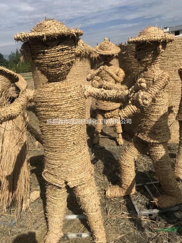 稻草人造型 成都稻草動物造型 四川稻草雕塑廠家 草繩編制造型