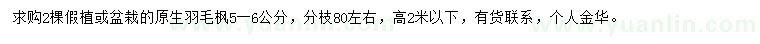 求購(gòu)5-6公分羽毛楓