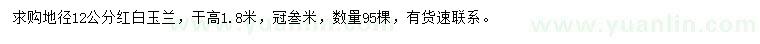 求購地徑12公分紅白玉蘭