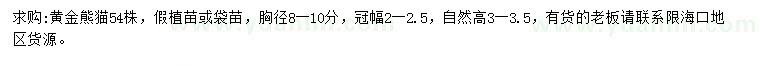 求購胸徑8-10公分黃金熊貓