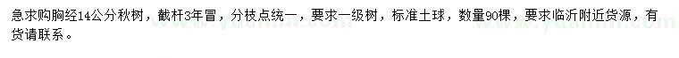 求購胸徑14公分楸樹