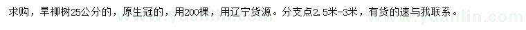 求購25公分旱柳