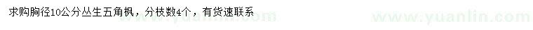 求購(gòu)胸徑10公分叢生五角楓