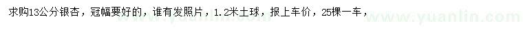 求購(gòu)13公分銀杏