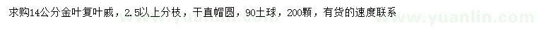 求購(gòu)14公分金葉復(fù)葉槭