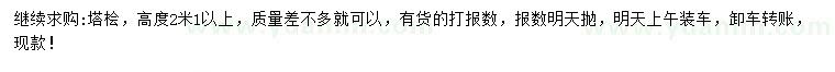 求購高2.1米以上塔檜