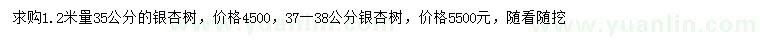 求購1.2米量35、37-38公分銀杏