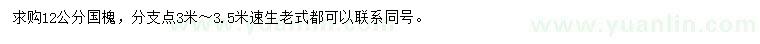 求購(gòu)12公分國(guó)槐