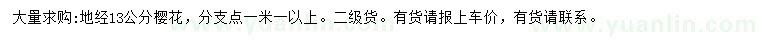 求購地經(jīng)13公分櫻花