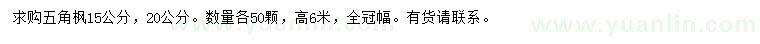 求購15、20公分五角楓