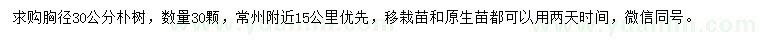 求購胸徑30公分樸樹