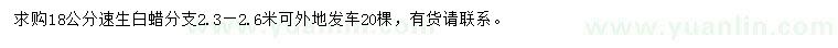 求購18公分速生白蠟