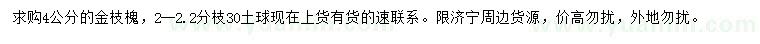 求購4公分金枝槐
