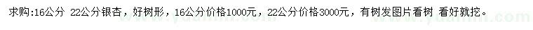 求購16、22公分銀杏