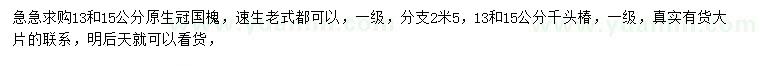 求購13、15公分國槐