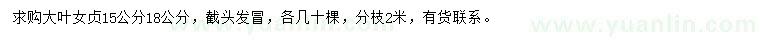 求購15、18公分大葉女貞