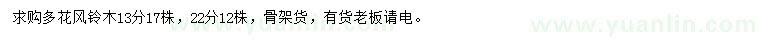 求購13、22公分多花風(fēng)鈴木