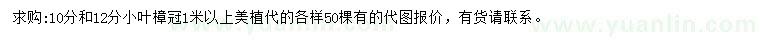 求購10、12公分小葉樟