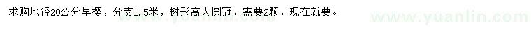 求購(gòu)地徑20公分早櫻
