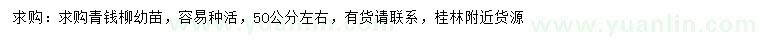 求購高50公分青錢柳