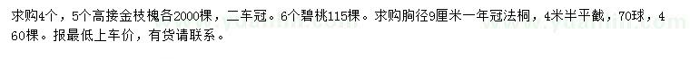 求購金枝槐、碧桃、法桐