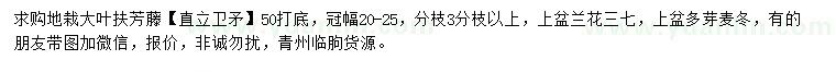 求購大葉扶芳藤、蘭花三七、麥冬