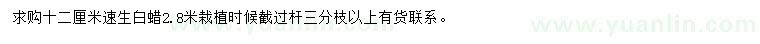 求購12公分速生白蠟