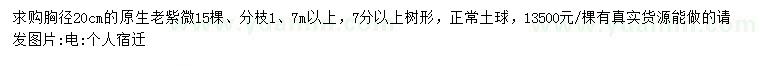 求購胸徑20公分老紫微