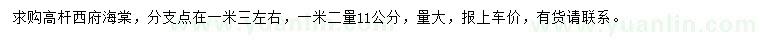 求購(gòu)1.2米量11公分西府海棠